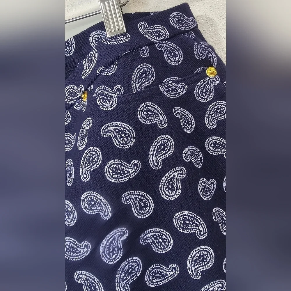 Michael Kors Blue & White Paisley Jeggings Size Large Pockets